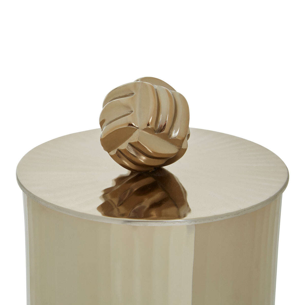 Amreli Gold Metal Large Trinket Box with Vertical Texture
