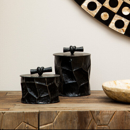 Akola Black and Gold Finish Metal Large Trinket Box
