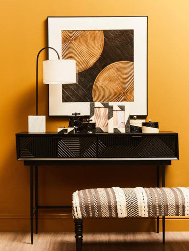 Akola Black and Gold Finish Metal Large Trinket Box