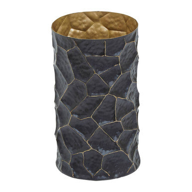 Akola Black and Gold Finish Metal Small Vase