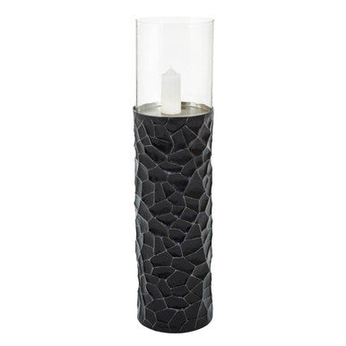 Akola Black and Gold Finish Large Floor Standing Hurricane Candle Holder