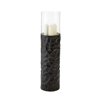 Akola Black and Gold Finish Small Floor Standing Hurricane Candle Holder