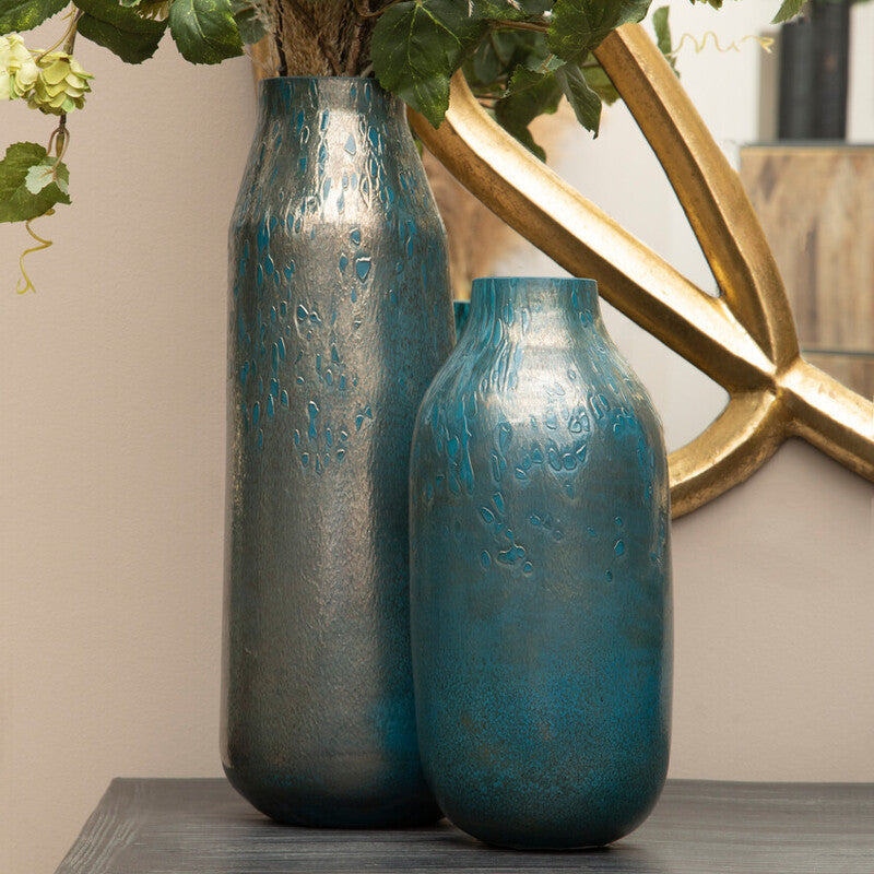 Blue Speckled Glass Small Vase | Caris