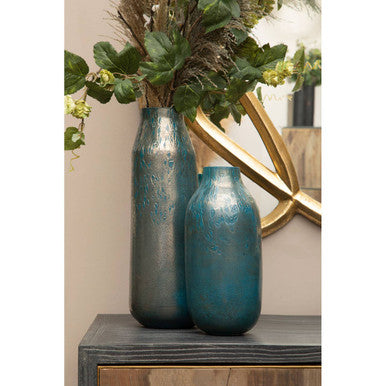 Blue Speckled Glass Large Vase | Caris