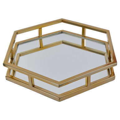 Gold Finish Hexagonal Tray | Herber
