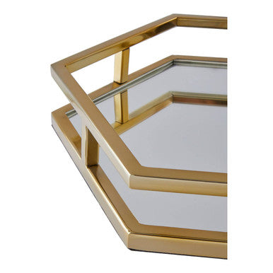 Gold Finish Hexagonal Tray | Herber