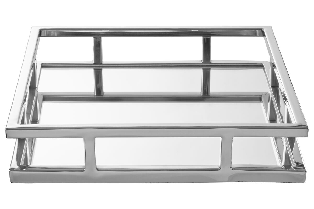 Square Mirrored Silver Tray | Cruzar