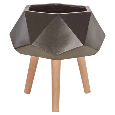 Small Black Geometric Planter with Legs | Darnell