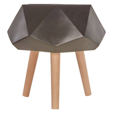 Small Black Geometric Planter with Legs | Darnell