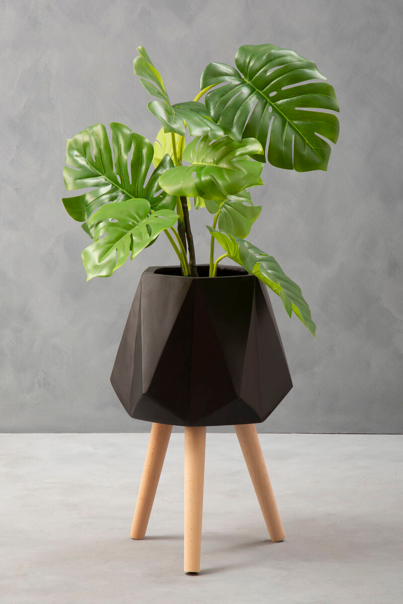 Large Black Geometric Planter with Legs | Darnell