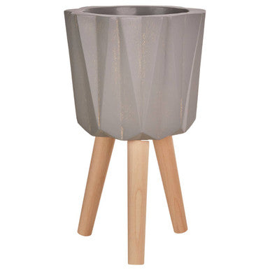 Small Grey Faceted Planter | Darnell