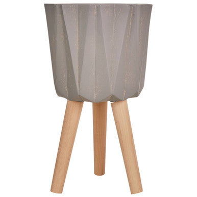 Small Grey Faceted Planter | Darnell