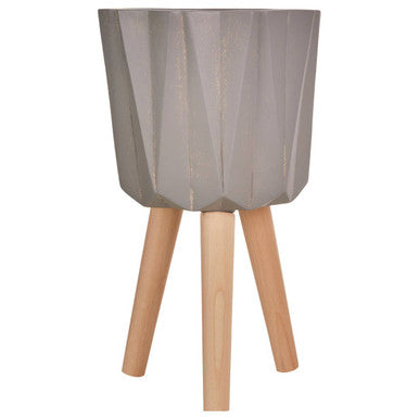 Small Grey Faceted Planter | Darnell