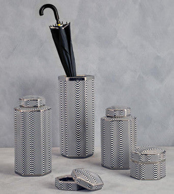 Celeste Black and White Umbrella Stand