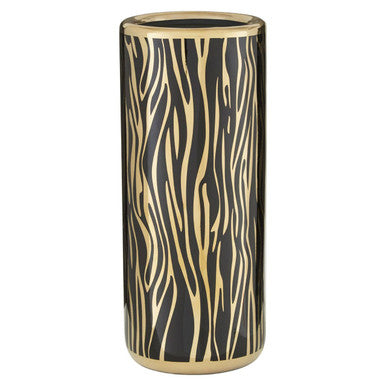 Calyse Black and Gold Zebra Print Umbrella Stand