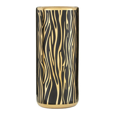 Calyse Black and Gold Zebra Print Umbrella Stand