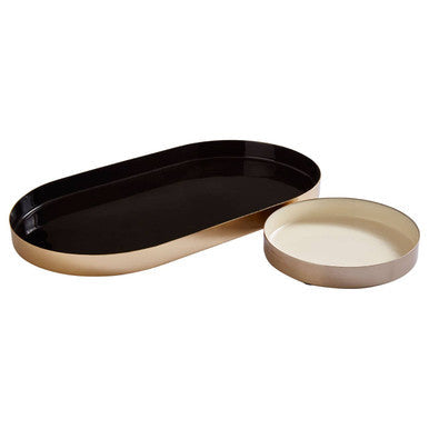 Set of Two Black and Cream Trays | Elva