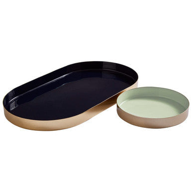 Set of Two Navy and Gold Trays | Elva