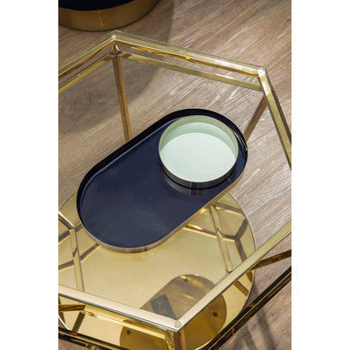 Set of Two Navy and Gold Trays | Elva