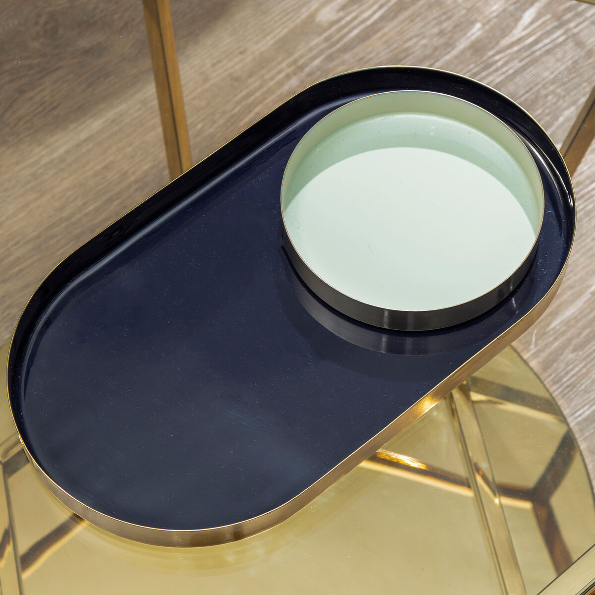Set of Two Navy and Gold Trays | Elva