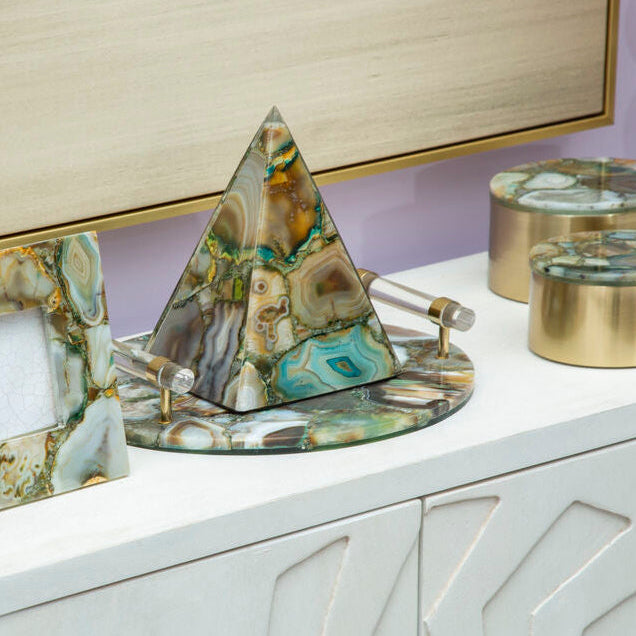 Green and Gold Agate Tray | Bowerbird