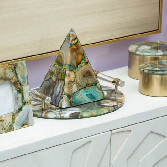 Green and Gold Agate Tray | Bowerbird