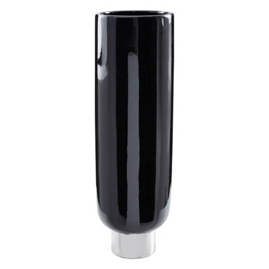 Black and Silver Large Pedestal Vase | Callie