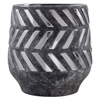 Grey and Silver Large Ceramic Planter | Helaine