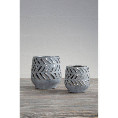Grey and Silver Large Ceramic Planter | Helaine