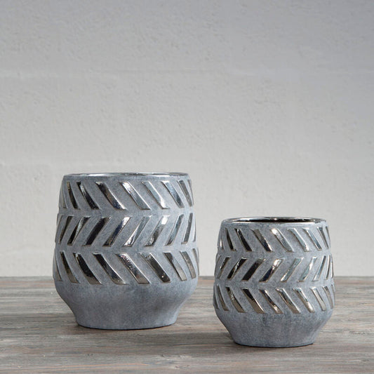 Grey and Silver Small Planter | Helaine