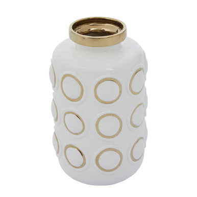 Large White and Gold Ceramic Vase | Curva