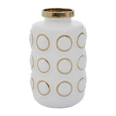 Large White and Gold Ceramic Vase | Curva