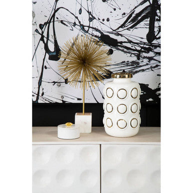 Large White and Gold Ceramic Vase | Curva