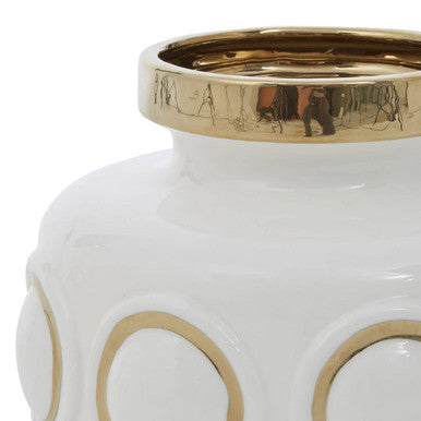 Large White and Gold Ceramic Vase | Curva