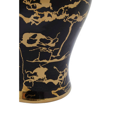 Large Marble Effect Black and Gold Ceramic Jar | Marmo