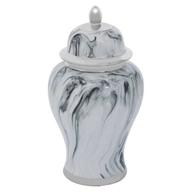 Grey and White Marble Effect Small Ceramic Jar | Marmo