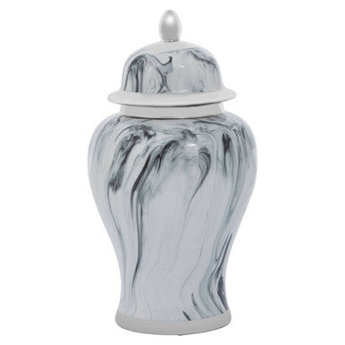 Grey and White Marble Effect Small Ceramic Jar | Marmo