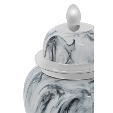 Grey and White Marble Effect Small Ceramic Jar | Marmo