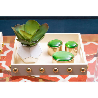 Cream and Gold Studded Tray | Frida
