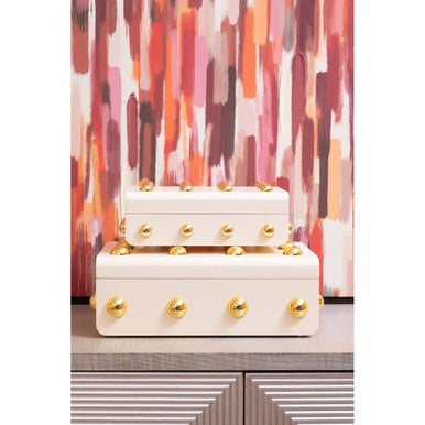 Large Cream and Gold Trinket Box | Frida