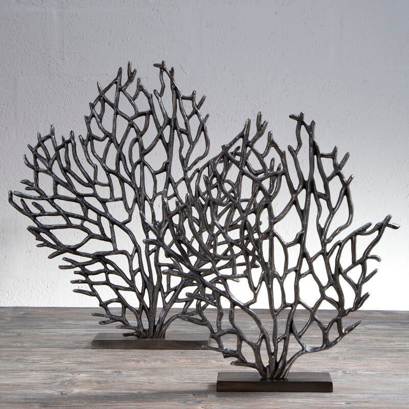 Large Black Nickel Finish Coral Sculpture | Prato