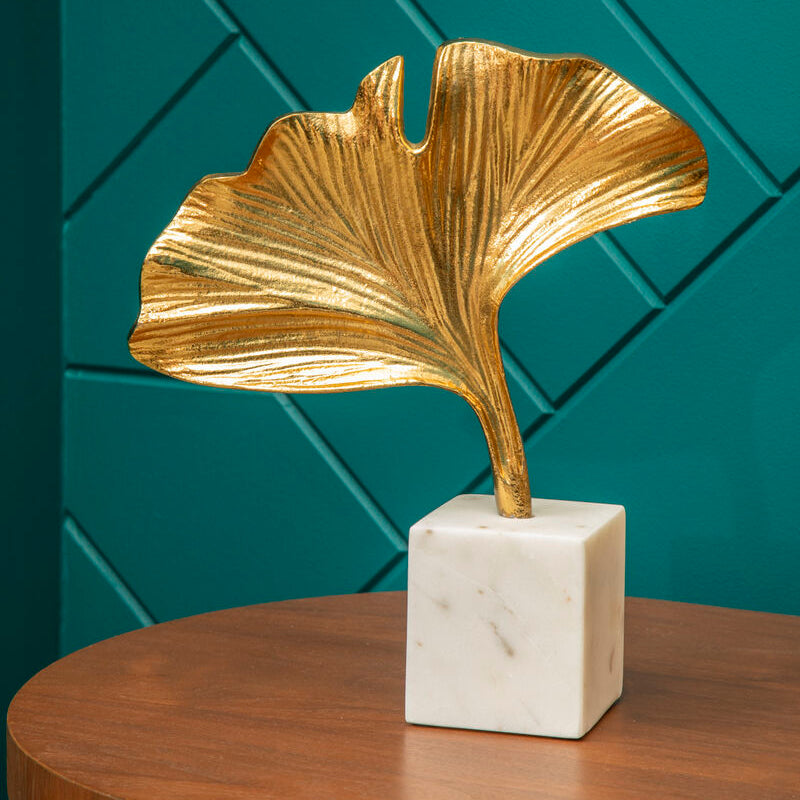 Gold Finish Ginkgo Sculpture | Mirano