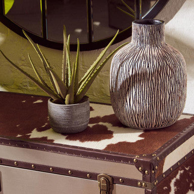 Arid Black and White Earthenware Vase