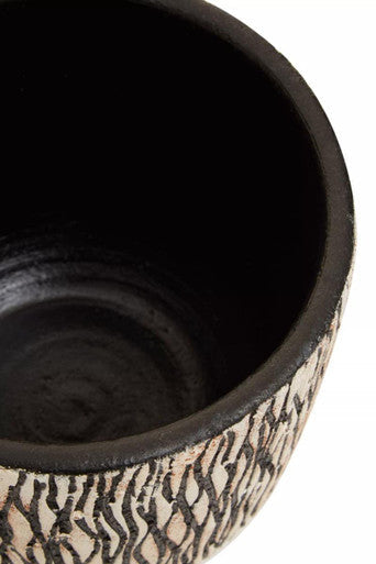 Arid Black and White Earthenware Planter