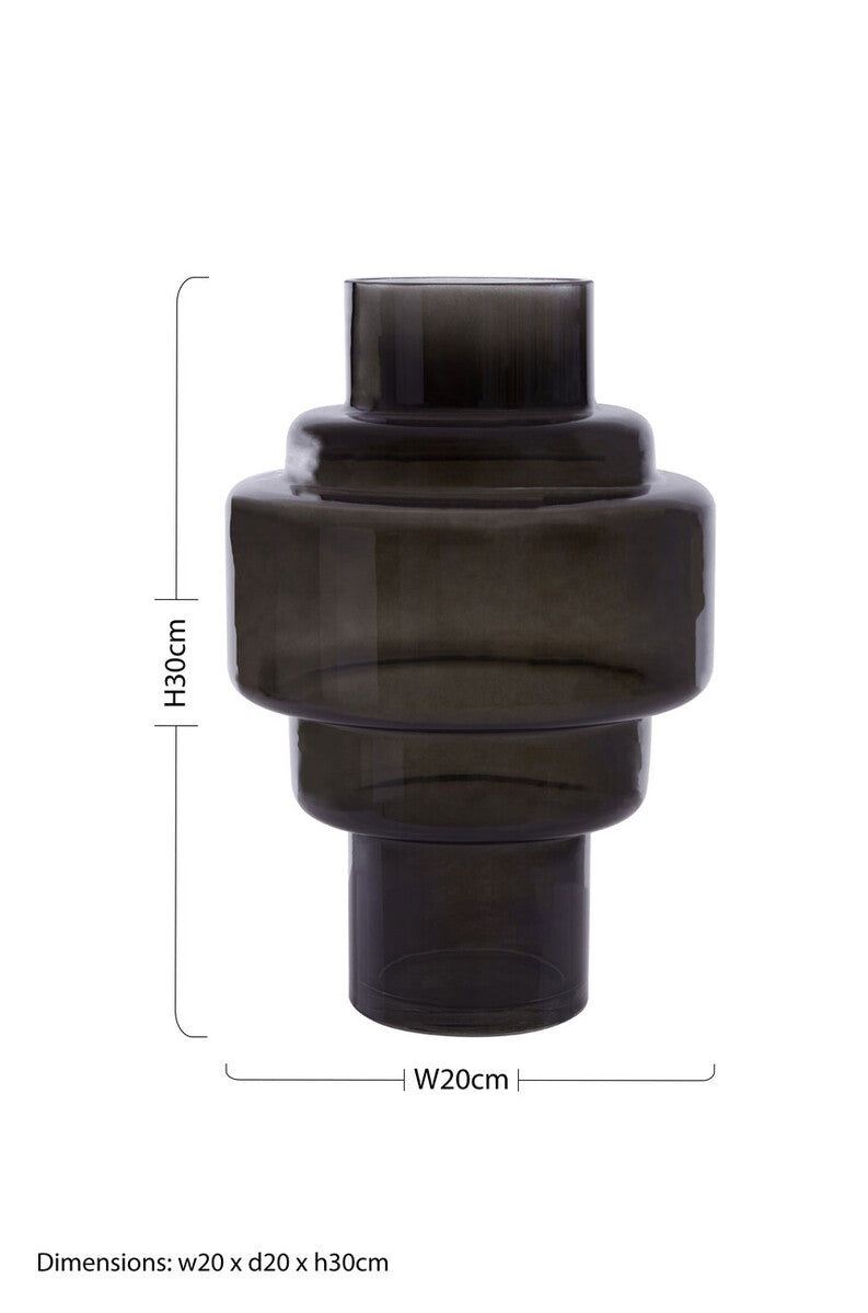 Small Black Smoked Glass Vase | Cayden