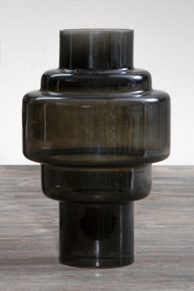 Small Black Smoked Glass Vase | Cayden