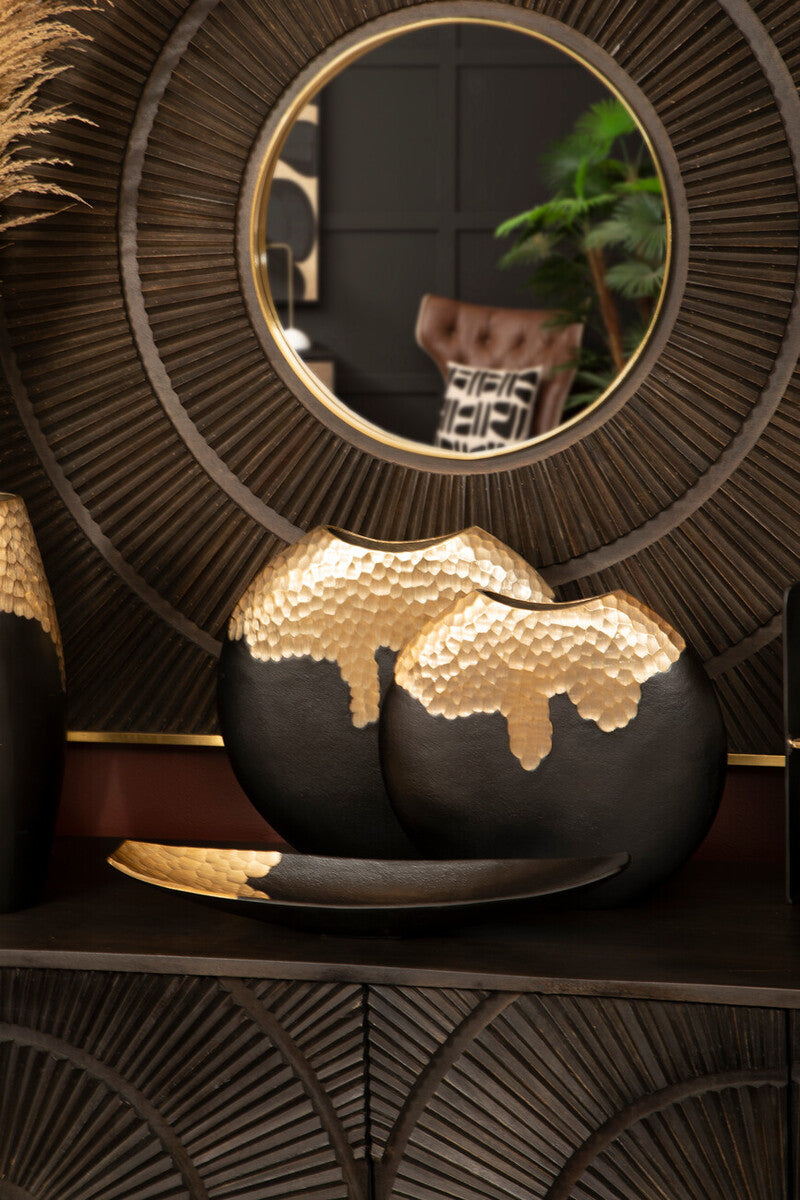 Small Black and Gold Round Vase | Daito