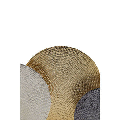 Set of 3 Hammered Metal Disc Sculptures with Marble Base | Elias