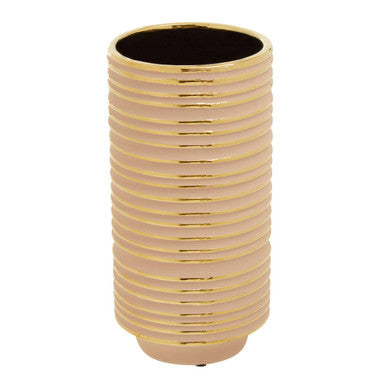 Blush Pink and Gold Small Ceramic Vase | Haldis