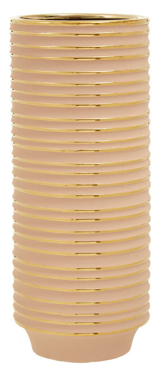 Large Blush Pink and Gold Ceramic Vase | Haldis